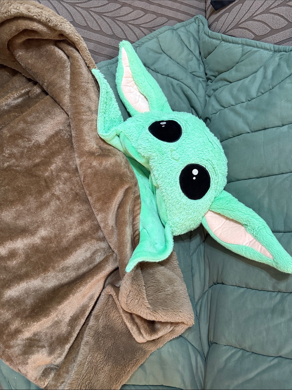 Star Wars Baby Yoda Plush Hooded Blanket - Mint Green & Brown